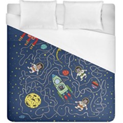 Cat Space Astronaut Rocket Maze Duvet Cover (king Size)