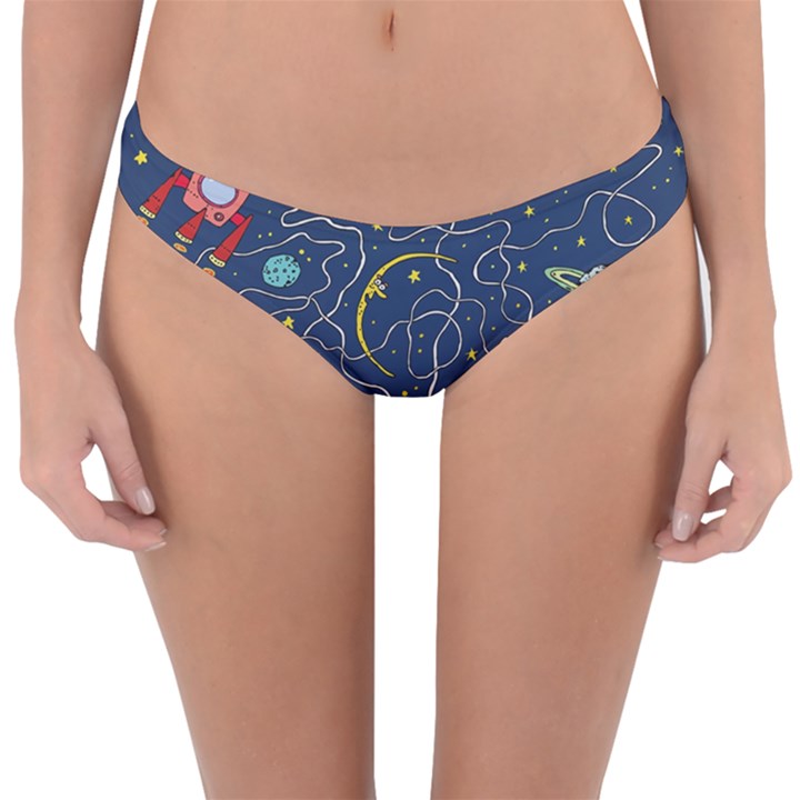 Cat Space Astronaut Rocket Maze Reversible Hipster Bikini Bottoms