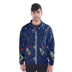 Cat Space Astronaut Rocket Maze Men s Windbreaker by Perong