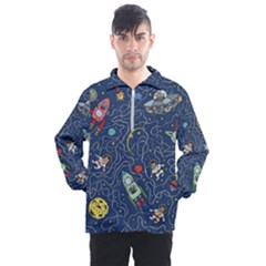 Cat Space Astronaut Rocket Maze Men s Half Zip Pullover