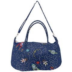 Cat Space Astronaut Rocket Maze Removable Strap Handbag by Perong