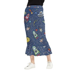 Cat Space Astronaut Rocket Maze Maxi Fishtail Chiffon Skirt by Perong