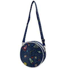 Cat Space Astronaut Rocket Maze Crossbody Circle Bag by Perong