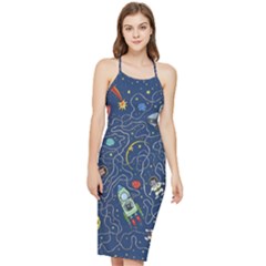 Cat Space Astronaut Rocket Maze Bodycon Cross Back Summer Dress by Perong