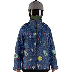 Cat Space Astronaut Rocket Maze Men s Zip Ski And Snowboard Waterproof Breathable Jacket