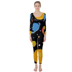 Space Galaxy Art Cute Art Long Sleeve Catsuit by Perong