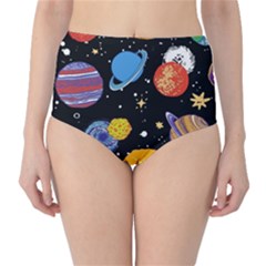 Space Galaxy Art Cute Art Classic High-waist Bikini Bottoms by Perong