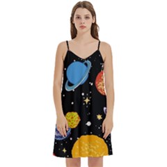 Space Galaxy Art Cute Art Mini Camis Dress With Pockets