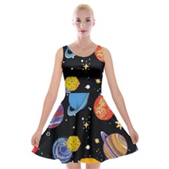 Space Galaxy Art Cute Art Velvet Skater Dress