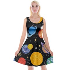 Space Galaxy Art Cute Art Reversible Velvet Sleeveless Dress