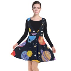 Space Galaxy Art Cute Art Plunge Pinafore Dress by Perong