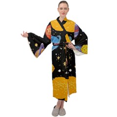 Space Galaxy Art Cute Art Maxi Velvet Kimono by Perong