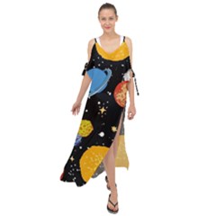 Space Galaxy Art Cute Art Maxi Chiffon Cover Up Dress by Perong