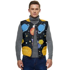 Space Galaxy Art Cute Art Men s Button Up Puffer Vest	