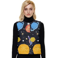 Space Galaxy Art Cute Art Women s Button Up Puffer Vest by Perong