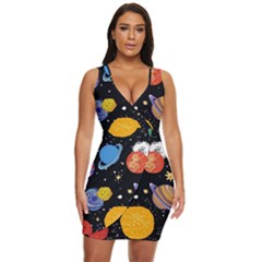 Space Galaxy Art Cute Art Draped Bodycon Dress by Perong