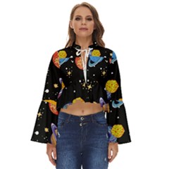 Space Galaxy Art Cute Art Boho Long Bell Sleeve Top