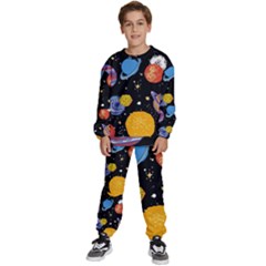 Space Galaxy Art Cute Art Kids  Sweatshirt Set by Perong