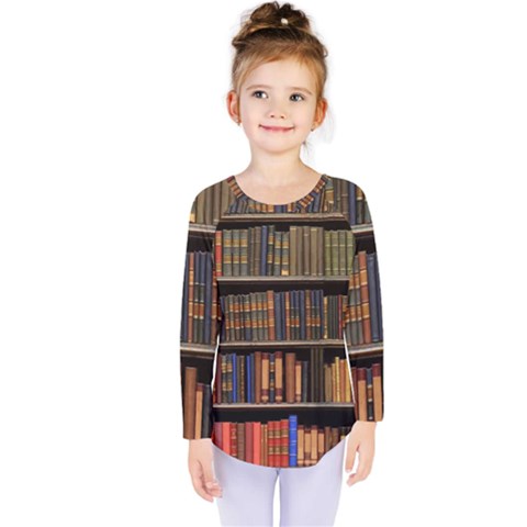 Library Book Kids  Long Sleeve T-shirt by Perong