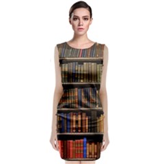 Library Book Sleeveless Velvet Midi Dress