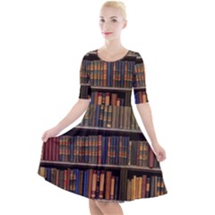 Library Book Quarter Sleeve A-line Dress by Perong