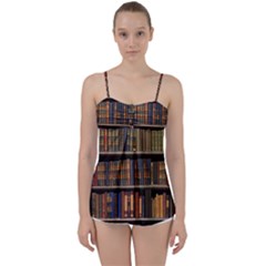 Library Book Babydoll Tankini Top by Perong