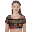 Library Book Velvet Short Sleeve Crop Top  View1