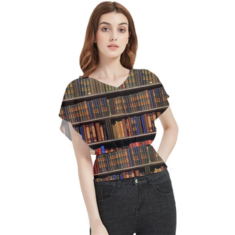 Library Book Butterfly Chiffon Blouse by Perong