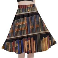 Library Book A-line Full Circle Midi Skirt With Pocket