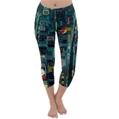 Art Cityscape Japanese Capri Winter Leggings 