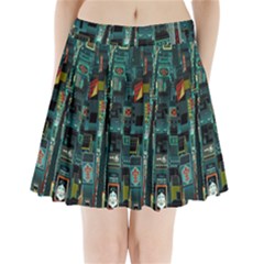 Art Cityscape Japanese Pleated Mini Skirt by Perong