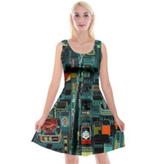 Art Cityscape Japanese Reversible Velvet Sleeveless Dress