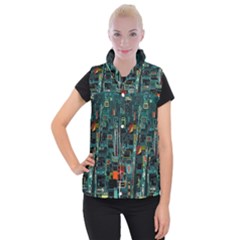 Art Cityscape Japanese Women s Button Up Vest