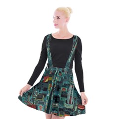 Art Cityscape Japanese Suspender Skater Skirt by Perong