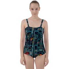 Art Cityscape Japanese Twist Front Tankini Set by Perong