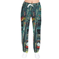 Art Cityscape Japanese Women Velvet Drawstring Pants