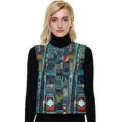 Art Cityscape Japanese Women s Button Up Puffer Vest by Perong