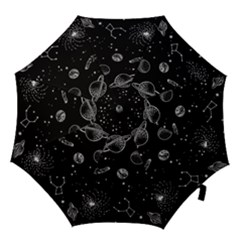 Black Space Drawing Art Planet Drawing Stars Black Space Galaxy Outer Space Hook Handle Umbrellas (large) by Perong