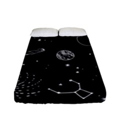 Black Space Drawing Art Planet Drawing Stars Black Space Galaxy Outer Space Fitted Sheet (full/ Double Size) by Perong