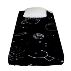 Black Space Drawing Art Planet Drawing Stars Black Space Galaxy Outer Space Fitted Sheet (single Size) by Perong