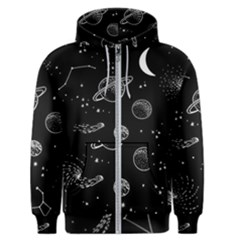 Black Space Drawing Art Planet Drawing Stars Black Space Galaxy Outer Space Men s Zipper Hoodie