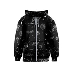 Black Space Drawing Art Planet Drawing Stars Black Space Galaxy Outer Space Kids  Zipper Hoodie by Perong