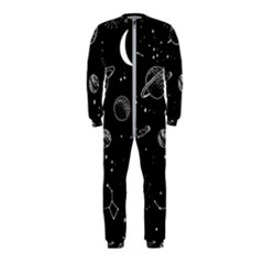 Black Space Drawing Art Planet Drawing Stars Black Space Galaxy Outer Space Onepiece Jumpsuit (kids)