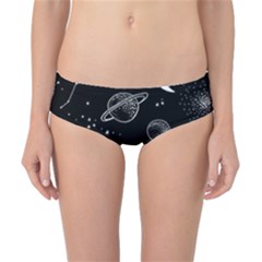 Black Space Drawing Art Planet Drawing Stars Black Space Galaxy Outer Space Classic Bikini Bottoms by Perong