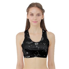 Black Space Drawing Art Planet Drawing Stars Black Space Galaxy Outer Space Sports Bra With Border by Perong