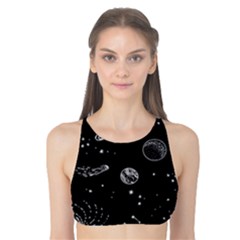 Black Space Drawing Art Planet Drawing Stars Black Space Galaxy Outer Space Tank Bikini Top by Perong