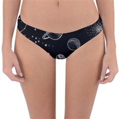 Black Space Drawing Art Planet Drawing Stars Black Space Galaxy Outer Space Reversible Hipster Bikini Bottoms by Perong