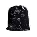 Black Space Drawing Art Planet Drawing Stars Black Space Galaxy Outer Space Drawstring Pouch (XL) View1