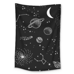 Black Space Drawing Art Planet Drawing Stars Black Space Galaxy Outer Space Large Tapestry