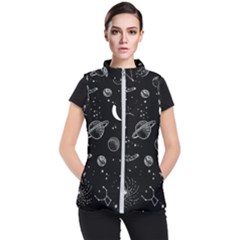 Black Space Drawing Art Planet Drawing Stars Black Space Galaxy Outer Space Women s Puffer Vest